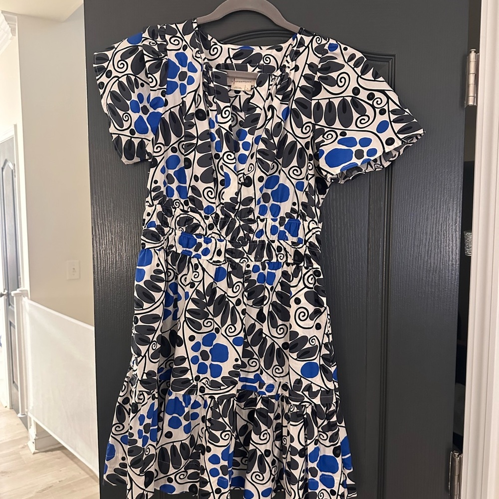 Anthropologie Black and Blue Patterned Dress
